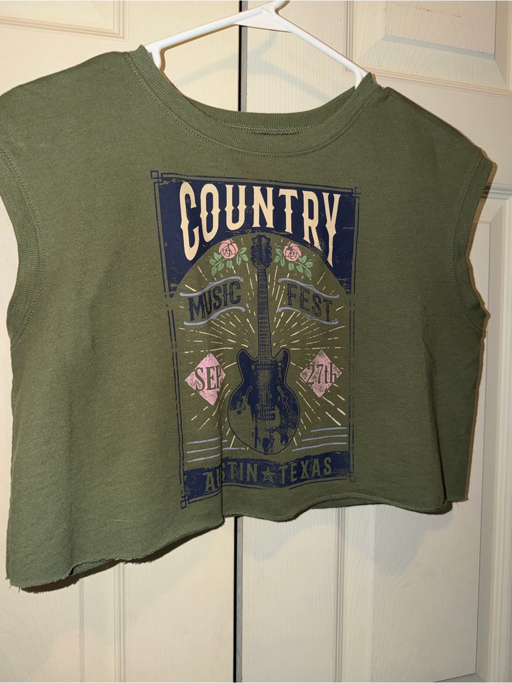 Mighty Fine Olive Green Graphic Crop Tank